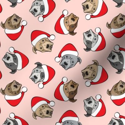 (med scale) All the pit bulls - Santa hats - Christmas Dog (pink)  C19BS