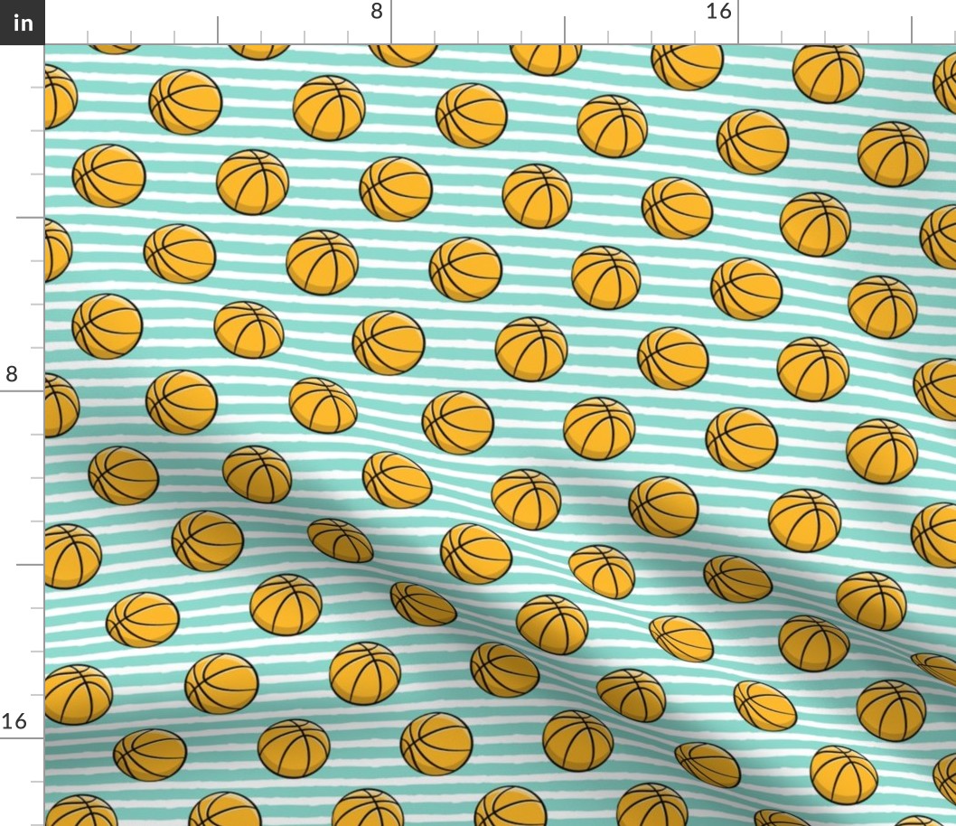 (1.75" scale) Basketball - Teal Stripes - Sports - C19BS 