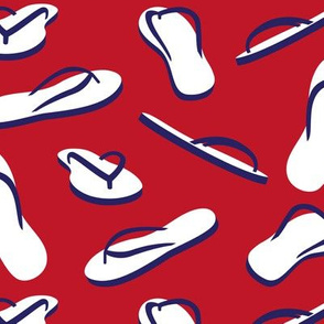 flip flops - sandals - summer fabric -dark red and blue LAD19BS