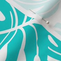 Monstera Leaves - Turquoise and White