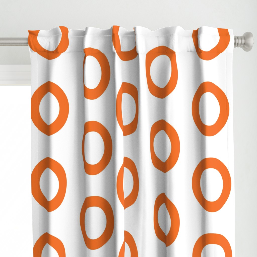 Large Orange Rings on White, Bold Gender Neutral Bedding, Accent Wall