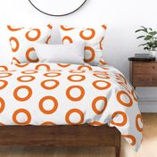 Large Orange Rings on White, Bold Gender Neutral Bedding, Accent Wall