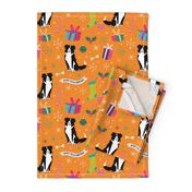 Border Collie christmas fabric orange by Mount Vic and Me