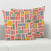 Utopia Abstract Geometric Color Block Grid in Coral Yellow Pink Blue Green Gray - MEDIUM Scale - UnBlink Studio Jackie Tahara