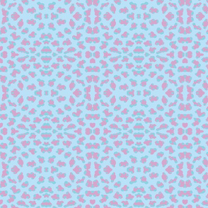 Animal spots in light blue, pink, aqua.