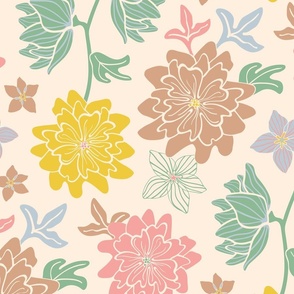 Hellebores Vintage Spring Cottagecore Floral Botanical in Soft Pastels - LARGE Scale - UnBlink Studio Jackie Tahara