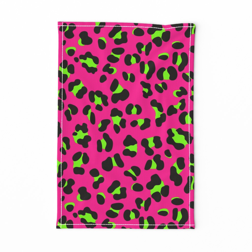 Large Scale - 80s Neon Pink and Lime Green Leopard Print - Large Scale