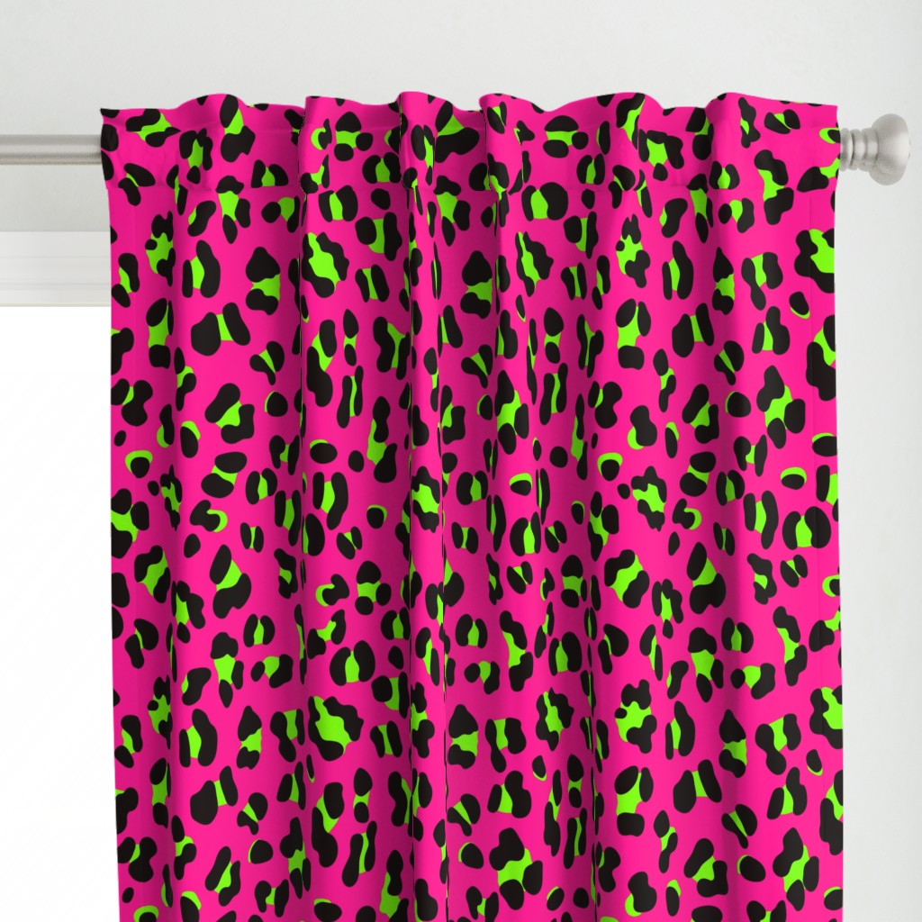 Large Scale - 80s Neon Pink and Lime Green Leopard Print - Large Scale