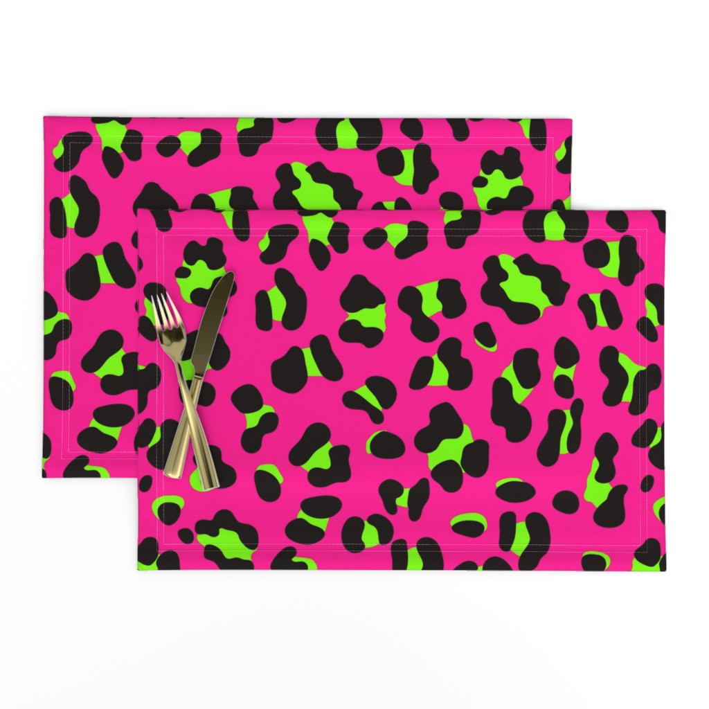 Large Scale - 80s Neon Pink and Lime Green Leopard Print - Large Scale