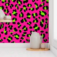 Large Scale - 80s Neon Pink and Lime Green Leopard Print - Large Scale