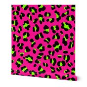 Large Scale - 80s Neon Pink and Lime Green Leopard Print - Large Scale