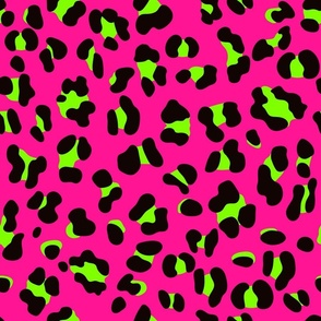 Large Scale - 80s Neon Pink and Lime Green Leopard Print - Large Scale