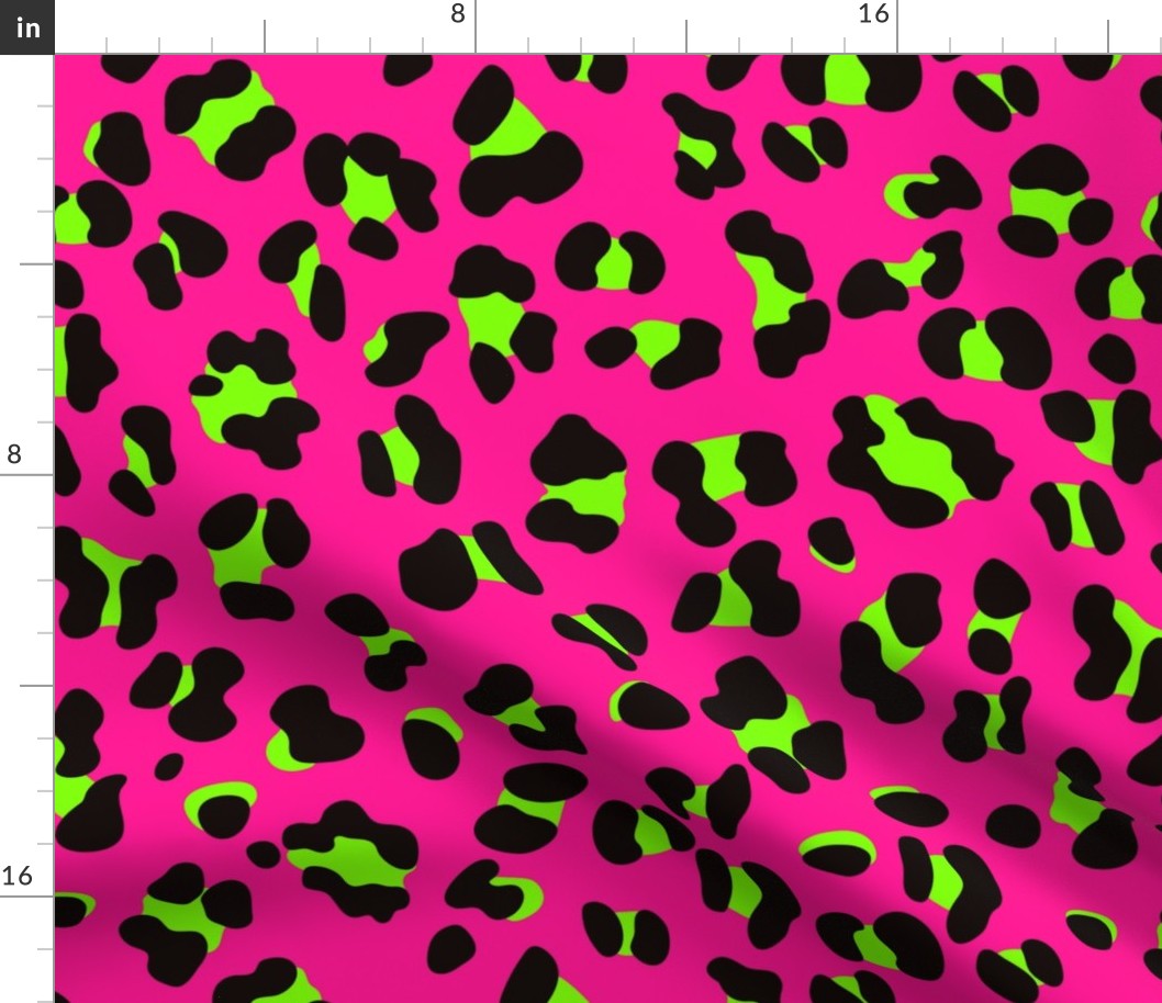 Large Scale - 80s Neon Pink and Lime Green Leopard Print - Large Scale