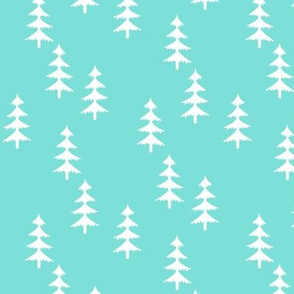 Trees (aloha blue) Woodland Forest Fabric