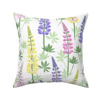 Lupine Fields - white multicolor - large scale