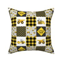 (3" small scale) Little Man - Construction Nursery Wholecloth - yellow and black plaid - LAD19BS