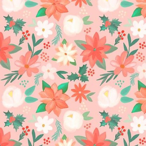 christmas floral pastel on pink 