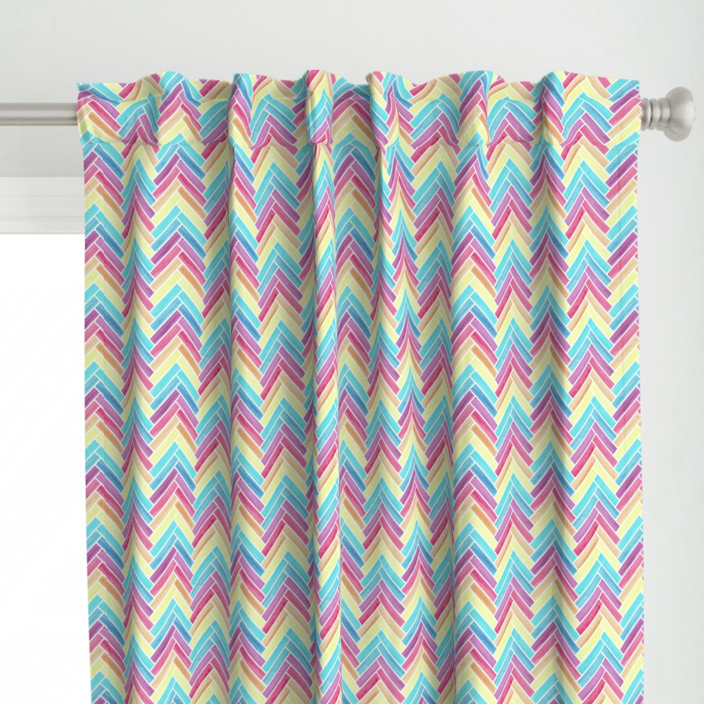 Rainbow watercolour Colour Block Herringbone Pattern