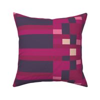 Color-blocking - Pink and  Purple elongated check