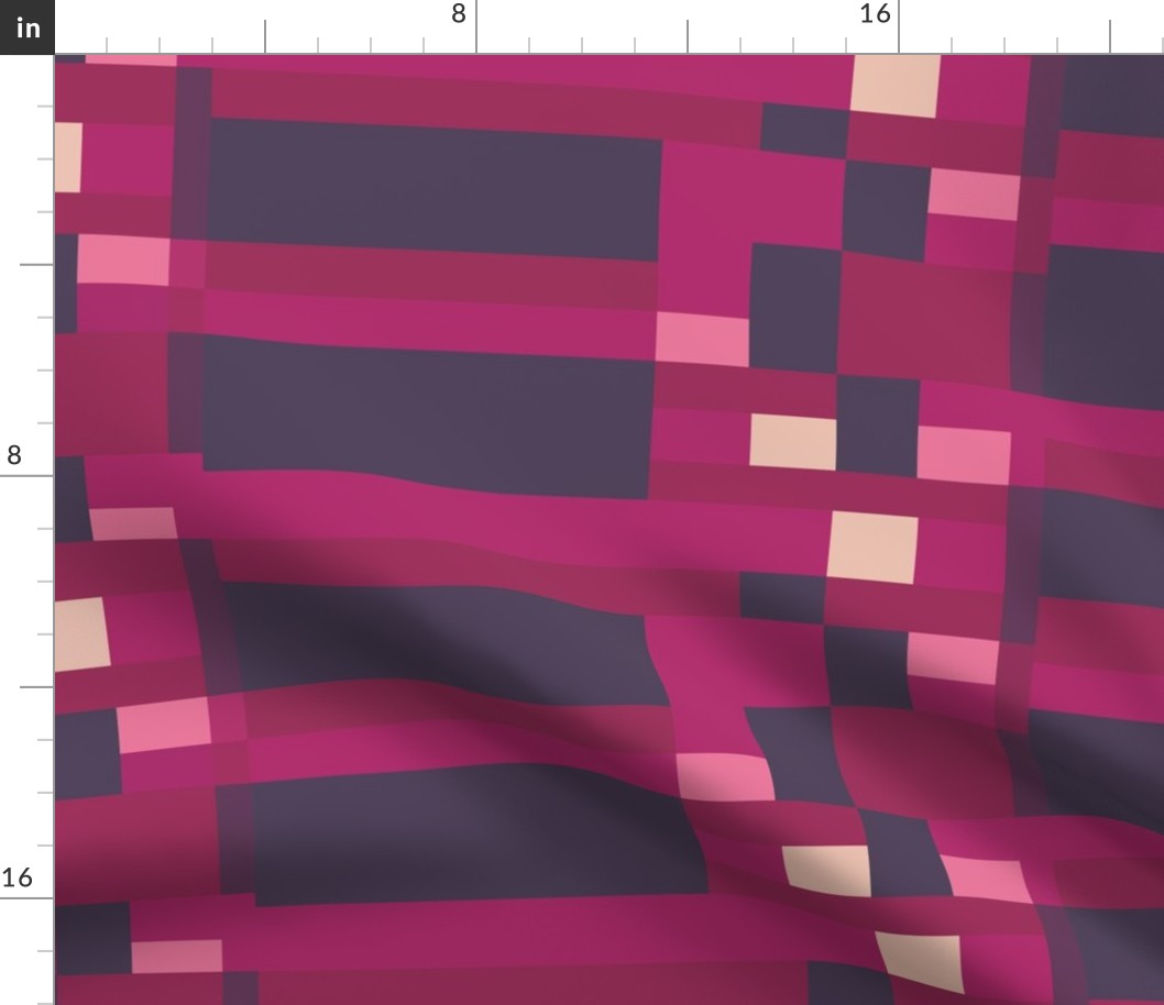 Color-blocking - Pink and  Purple elongated check