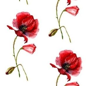 red poppy flower fabric