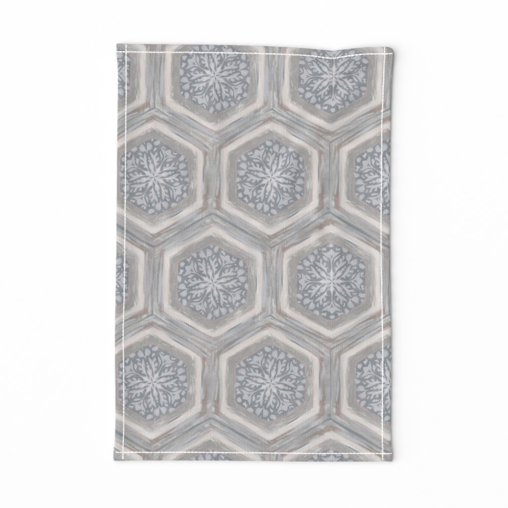 Neutral painted hexagon tiles