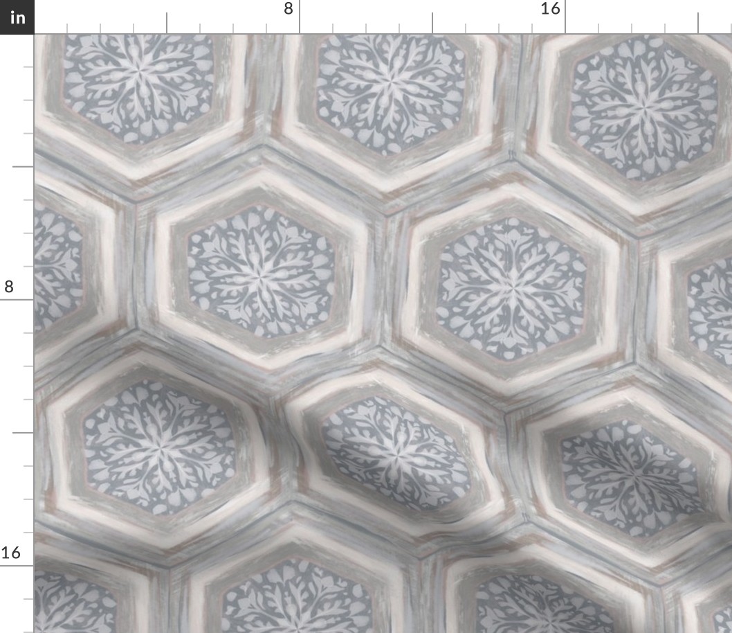 Neutral painted hexagon tiles