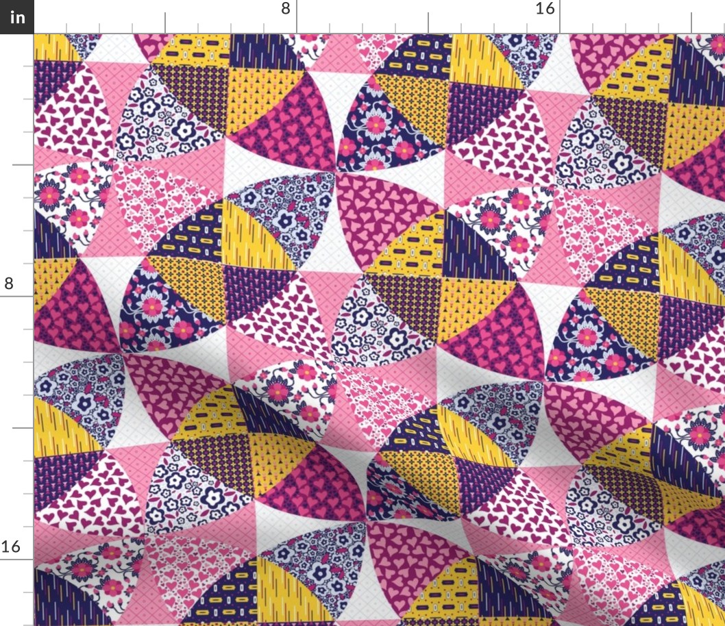 Pink Geometric Floral Cheater Quilt