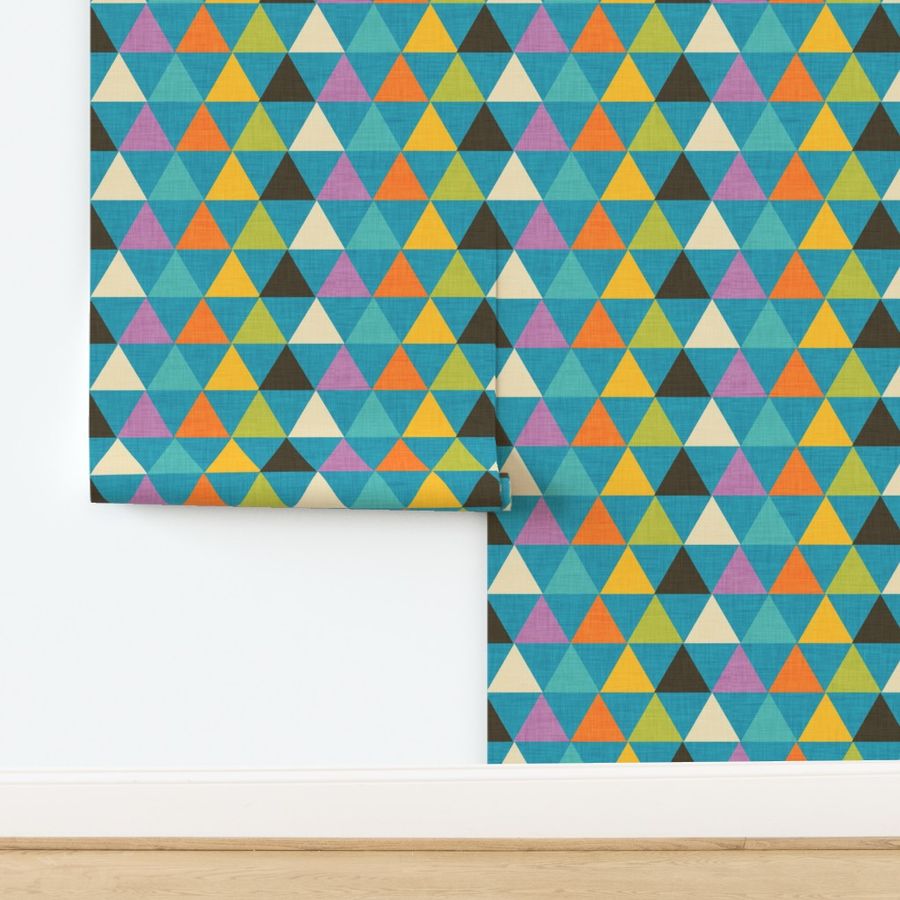 Retro Color Block Triangle Blue - Mid Century Modern - Retro Geometric