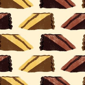 Chocolate + yellow cake slices