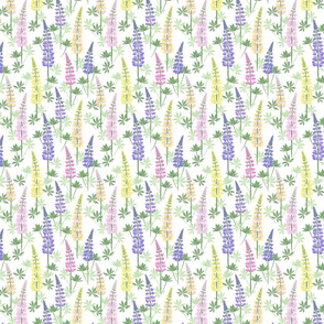 Lupine Fields - white multicolor - tiny scale
