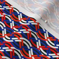 Red White and Blue Braided Ribbon Mesh on Black