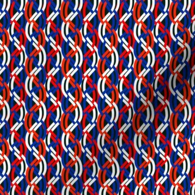 Red White and Blue Braided Ribbon Mesh on Black