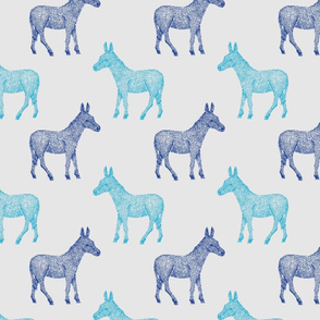 Vintage Circle Donkeys in Blue