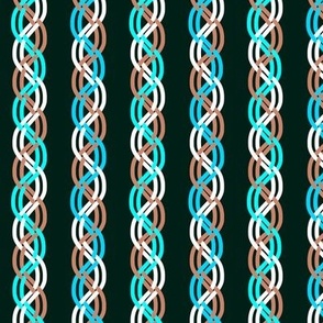 Turquoise Aqua Cocoa and White Braided Ribbons on Black