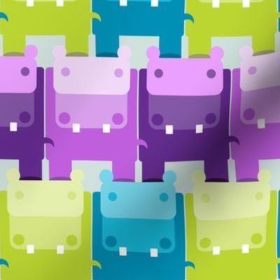 Hippo Reduction, Bright: Purple, Blue, Green