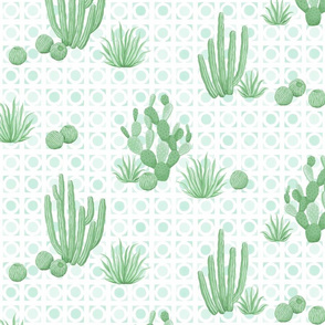 Modern Desert Cactus - aqua