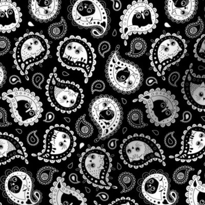 Cat Paisley - Black and White_50Size
