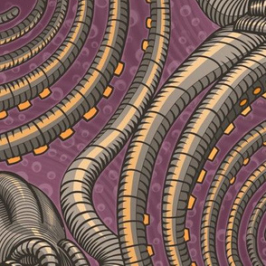 ★ KRAKEN ' ROLL ★ Purple - Jumbo Scale / Collection : Kraken ' Roll – Steampunk Octopus Print