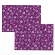 snowflakes - heart designs on magenta snowstorm