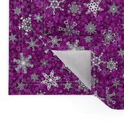 snowflakes - heart designs on magenta snowstorm