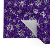 snowflakes - swirl designs on violet purple snowstorm