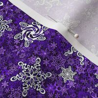 snowflakes - swirl designs on violet purple snowstorm