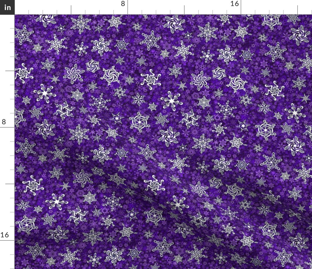 snowflakes - swirl designs on violet purple snowstorm