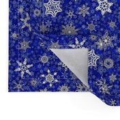 snowflakes - geometric designs on blue snowstorm