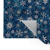 snowflakes - Christmas shapes on teal blue