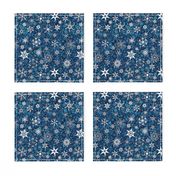 snowflakes - Christmas shapes on teal blue