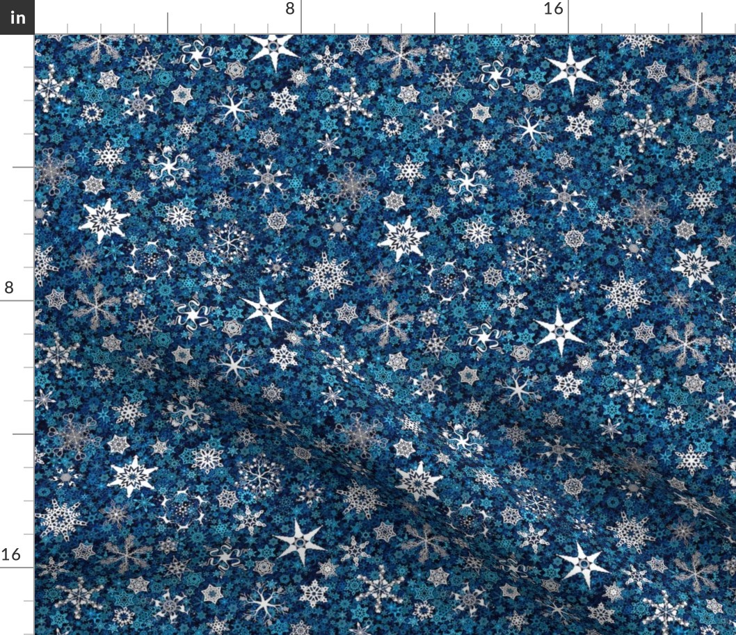 snowflakes - Christmas shapes on teal blue