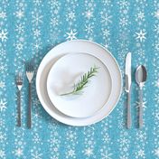 snowflake stripes - Christmas shapes on teal blue