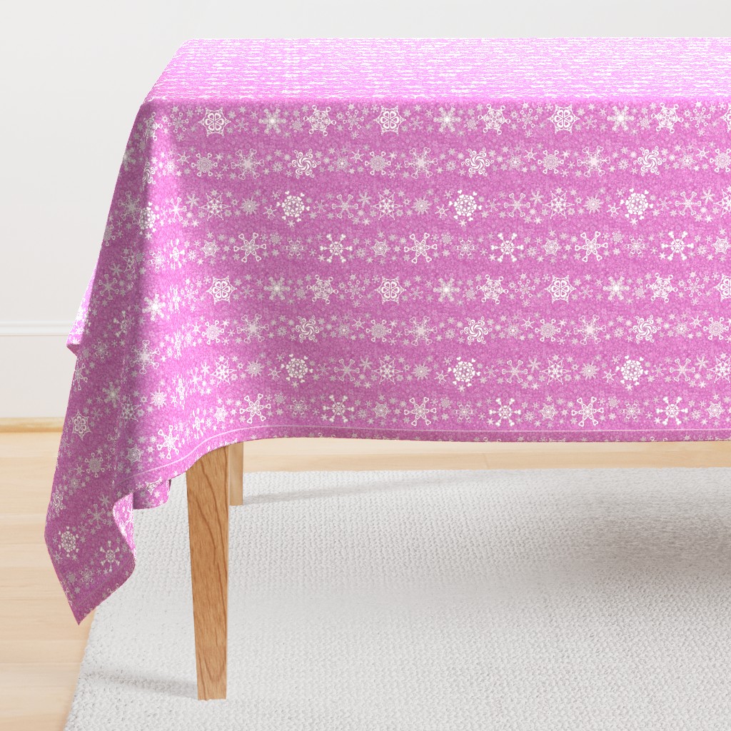 snowflake stripes - hearts on mauve pink